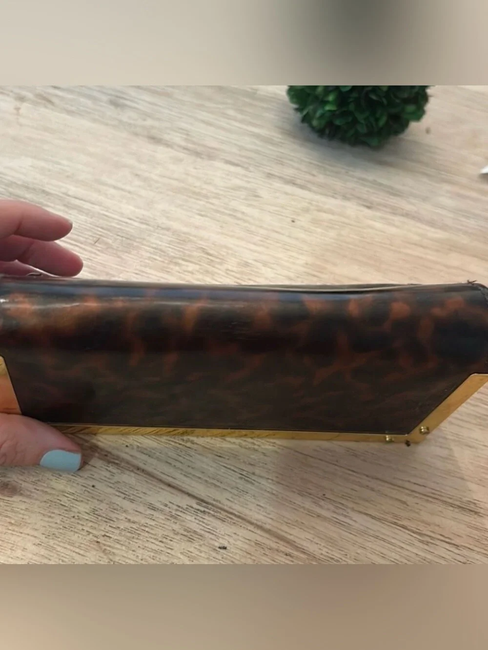 Tory Burch tortoiseshell and gold large Sunglass/ eyeglass case